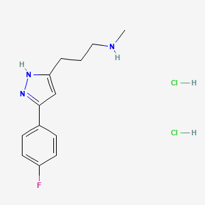 molecular formula C13H18Cl2FN3 B13730153 {3-[5-(4-fluorophenyl)-2H-pyrazol-3-yl]propyl}(methyl)amine dihydrochloride 