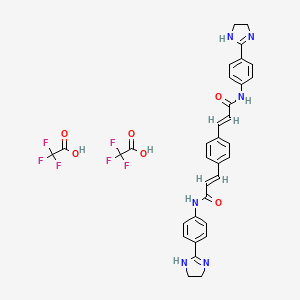 molecular formula C34H30F6N6O6 B13730226 (E)-3-[4-[(E)-3-[4-(4,5-dihydro-1H-imidazol-2-yl)anilino]-3-oxoprop-1-enyl]phenyl]-N-[4-(4,5-dihydro-1H-imidazol-2-yl)phenyl]prop-2-enamide;2,2,2-trifluoroacetic acid 