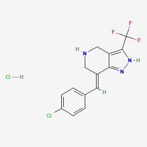 molecular formula C14H12Cl2F3N3 B13730264 7-(E)-p-Chlorobenzylidene-4,5,6,7-tetrahydro-3-(trifluoromethyl)pyrazolo-[4,3-c]-pyridine hydrochloride 