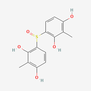 molecular formula C14H14O5S B13730270 1,3-Benzenediol, 4,4'-sulfinylbis[2-methyl- CAS No. 28341-67-5