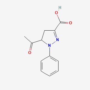 molecular formula C12H12N2O3 B1373040 5-acetyl-1-phenyl-4,5-dihydro-1H-pyrazole-3-carboxylic acid CAS No. 1240527-97-2