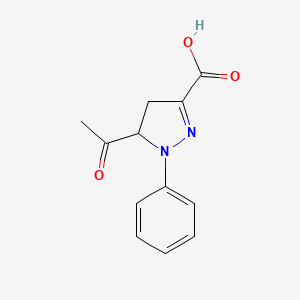 molecular formula C12H12N2O3 B1373040 5-Acetyl-1-phenyl-4,5-dihydro-1H-pyrazol-3-carbonsäure CAS No. 1240527-97-2