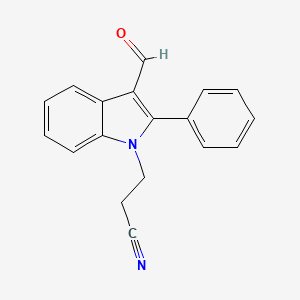 1H-Indole-1-propanenitrile, 3-formyl-2-phenyl-