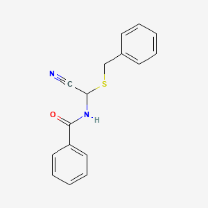 molecular formula C16H14N2OS B13730422 N-((Benzylthio)cyanomethyl)benzamide CAS No. 31657-19-9