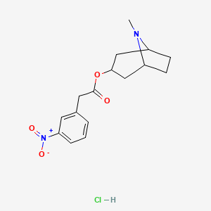 molecular formula C16H21ClN2O4 B13730423 Acetic acid, (m-nitrophenyl)-, tropan-3-yl ester, hydrochloride CAS No. 16048-42-3