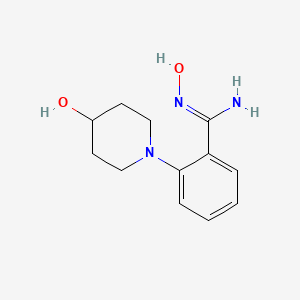 molecular formula C12H17N3O2 B13730449 N'-Hydroxy-2-(4-hydroxypiperidin-1-yl)benzimidamide 