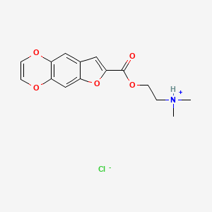 molecular formula C15H16ClNO5 B13730473 Furo(2,3-g)-1,4-benzodioxin-7-carboxylic acid, dimethylaminoethyl ester, hydrochloride CAS No. 35689-12-4