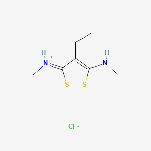 molecular formula C7H13ClN2S2 B13730520 3,5-Bis(methylamino)-4-ethyl-1,2-dithiolium chloride CAS No. 38534-89-3