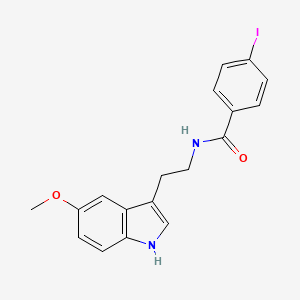 molecular formula C18H17IN2O2 B13730549 4-Iodo-N-[2-(5-methoxy-1H-indol-3-yl)-ethyl]-benzamide 