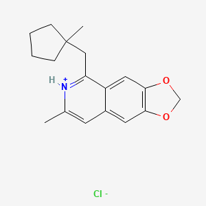 molecular formula C18H22ClNO2 B13730560 1,3-Dioxolo(4,5-g)isoquinoline, 7-methyl-5-((1-methylcyclopentyl)methyl)-, hydrochloride CAS No. 16994-50-6