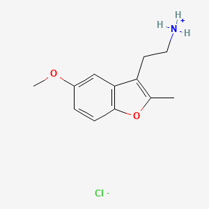 molecular formula C12H16ClNO2 B13730601 3-(2-Aminoethyl)-5-methoxy-2-methylbenzofuran, hydrochloride CAS No. 28089-05-6