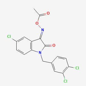 molecular formula C17H11Cl3N2O3 B13730726 5-Chloro-1-[(3,4-dichlorophenyl)methyl]-1H-indole-2,3-dione 3-(o-acetyloxime) 