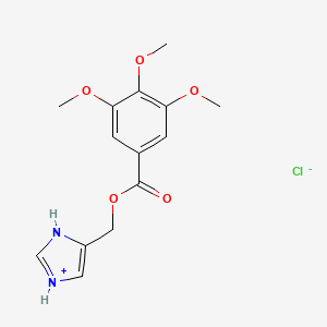 molecular formula C14H17ClN2O5 B13730747 Benzoic acid, 3,4,5-trimethoxy-, imidazol-4-ylmethyl ester, monohydrochloride CAS No. 18429-74-8