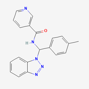 molecular formula C20H17N5O B13730818 N-(Benzotriazol-1-yl-p-tolyl-methyl)-nicotinamide 