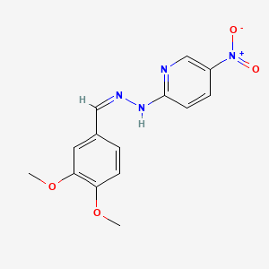 molecular formula C14H14N4O4 B13730892 Veratraldehyde, (5-nitro-2-pyridyl)hydrazone CAS No. 28058-37-9