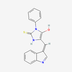 molecular formula C18H13N3OS B13730908 (5E)-5-(1H-indol-3-ylmethylene)-2-mercapto-3-phenyl-3,5-dihydro-4H-imidazol-4-one 