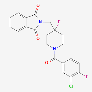 molecular formula C21H17ClF2N2O3 B13731558 2-[1-(3-Chloro-4-fluoro-benzoyl)-4-fluoro-piperidin-4-ylmethyl]-isoindole-1,3-dione 