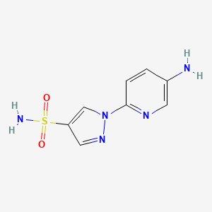 molecular formula C8H9N5O2S B1373166 1-(5-氨基吡啶-2-基)-1H-吡唑-4-磺酰胺 CAS No. 1333855-28-9