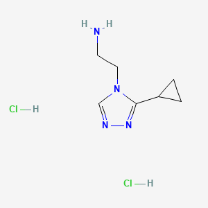 molecular formula C7H14Cl2N4 B1373168 2-(3-环丙基-4H-1,2,4-三唑-4-基)乙基-1-胺二盐酸盐 CAS No. 1315366-73-4