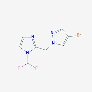 molecular formula C8H7BrF2N4 B1373172 2-[(4-溴-1H-吡唑-1-基)甲基]-1-(二氟甲基)-1H-咪唑 CAS No. 1178659-97-6