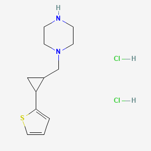 molecular formula C12H20Cl2N2S B1373197 1-{[2-(Thiophen-2-yl)cyclopropyl]methyl}piperazine dihydrochloride CAS No. 1311318-13-4