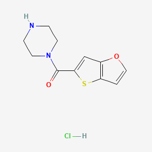 molecular formula C11H13ClN2O2S B1373199 1-{Thieno[3,2-b]furan-5-carbonyl}piperazine hydrochloride CAS No. 1333524-10-9