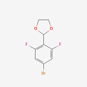 molecular formula C9H7BrF2O2 B1373250 2-(4-溴-2,6-二氟苯基)-1,3-二噁烷 CAS No. 773087-43-7