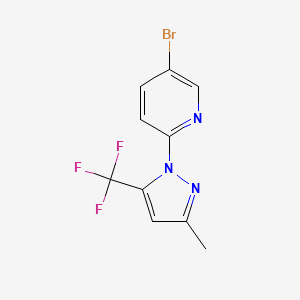molecular formula C10H7BrF3N3 B1373258 5-Bromo-2-(3-methyl-5-(trifluoromethyl)-1H-pyrazol-1-yl)pyridine CAS No. 1187385-59-6