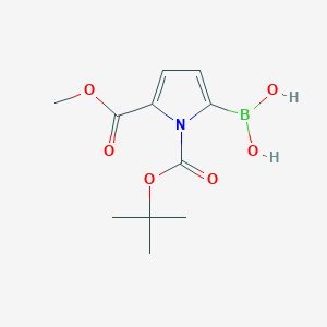molecular formula C11H16BNO6 B1373260 (1-(叔丁氧羰基)-5-(甲氧羰基)-1H-吡咯-2-基)硼酸 CAS No. 1150114-43-4