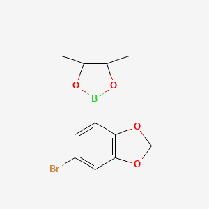 molecular formula C13H16BBrO4 B1373267 2-(6-溴苯并[d][1,3]二氧杂环-4-基)-4,4,5,5-四甲基-1,3,2-二氧杂硼环 CAS No. 1150271-54-7