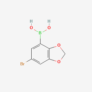 molecular formula C7H6BBrO4 B1373268 (6-溴苯并[d][1,3]二氧杂环-4-基)硼酸 CAS No. 1150114-39-8