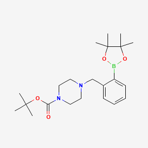 molecular formula C22H35BN2O4 B1373273 2-(4-Boc-哌嗪-1-基)甲基苯基硼酸，频哪醇 CAS No. 1012785-48-6