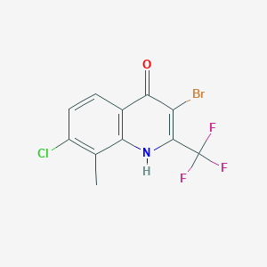 molecular formula C11H6BrClF3NO B1373290 3-Bromo-7-chloro-8-methyl-2-(trifluoromethyl)quinolin-4-OL CAS No. 59108-22-4