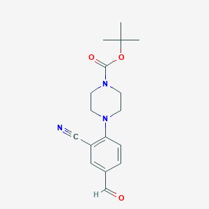 molecular formula C17H21N3O3 B1373323 叔丁基 4-(2-氰基-4-甲酰基苯基)哌嗪-1-甲酸酯 CAS No. 1272756-58-7