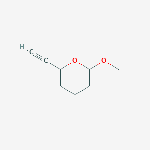 molecular formula C8H12O2 B137337 2-Ethynyl-6-methoxyoxane CAS No. 128176-26-1