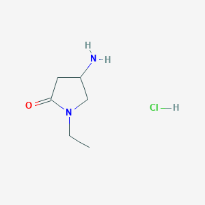 molecular formula C6H13ClN2O B1373399 4-Amino-1-ethylpyrrolidin-2-one hydrochloride CAS No. 1255718-06-9