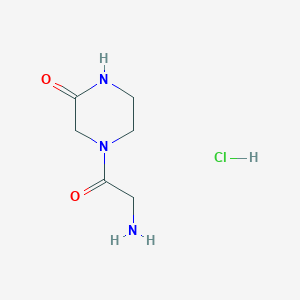 molecular formula C6H12ClN3O2 B1373410 4-(2-Aminoacetyl)-2-piperazinone hydrochloride CAS No. 1220017-06-0