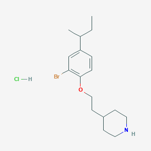 molecular formula C17H27BrClNO B1373414 4-{2-[2-Bromo-4-(sec-butyl)phenoxy]-ethyl}piperidine hydrochloride CAS No. 1219956-86-1