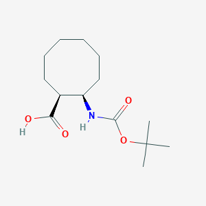 molecular formula C14H25NO4 B1373421 N-Boc-(+/-)顺式-2-氨基环辛烷-羧酸 CAS No. 1013980-15-8