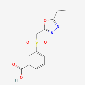 molecular formula C12H12N2O5S B1373465 3-[(5-乙基-1,3,4-恶二唑-2-基)甲磺酰基]苯甲酸 CAS No. 1094356-17-8