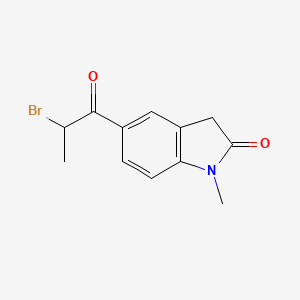 molecular formula C12H12BrNO2 B1373497 5-(2-溴丙酰基)-1-甲基-2,3-二氢-1H-吲哚-2-酮 CAS No. 65435-06-5