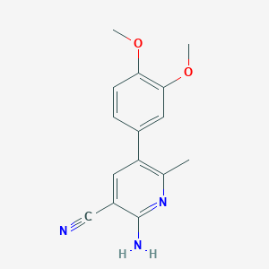 molecular formula C15H15N3O2 B137350 2-Amino-3-cyano-6-methyl-5-(3,4-dimethoxyphenyl)pyridine CAS No. 129090-37-5