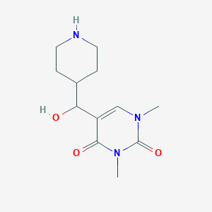 molecular formula C12H19N3O3 B1373515 5-[Hydroxy(piperidin-4-yl)methyl]-1,3-dimethyl-1,2,3,4-tetrahydropyrimidine-2,4-dione CAS No. 1094442-06-4