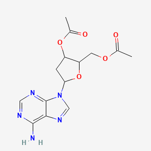 molecular formula C14H17N5O5 B13735234 9-(3,5-Di-o-acetyl-2-deoxypentofuranosyl)-9h-purin-6-amine CAS No. 17318-24-0