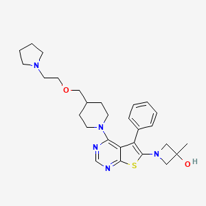 3-Methyl-1-(5-phenyl-4-(4-((2-(pyrrolidin-1-yl)ethoxy)methyl)piperidin-1-yl)thieno[2,3-d]pyrimidin-6-yl)azetidin-3-ol