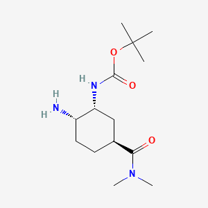 molecular formula C14H27N3O3 B1373546 tert-Butyl ((1R,2S,5S)-2-amino-5-(dimethylcarbamoyl)cyclohexyl)carbamate CAS No. 365998-36-3