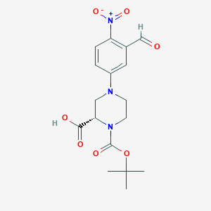 (S)-1-(tert-Butoxycarbonyl)-4-(3-formyl-4-nitrophenyl)piperazine-2-carboxylic acid