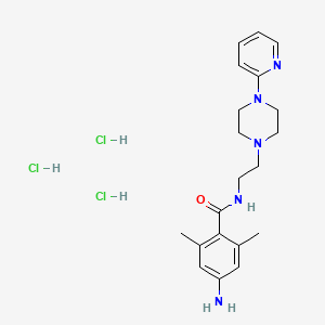 molecular formula C20H30Cl3N5O B13735950 Benzamide, 4-amino-2,6-dimethyl-N-(2-(4-(2-pyridinyl)-1-piperazinyl)ethyl)-, trihydrochloride, monohydrate CAS No. 104373-49-1