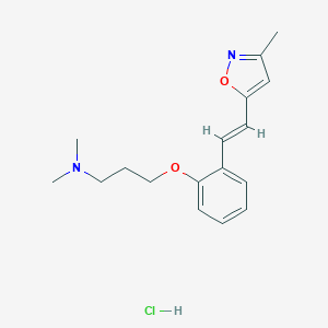 molecular formula C17H23ClN2O2 B137365 1-Propanamine, N,N-dimethyl-3-(2-(2-(3-methyl-5-isoxazolyl)ethenyl)phenoxy)-, monohydrochloride, (E)- CAS No. 139214-97-4