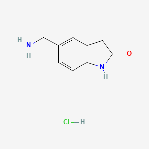 molecular formula C9H11ClN2O B1373655 5-(aminomethyl)-2,3-dihydro-1H-indol-2-one hydrochloride CAS No. 1149622-70-7
